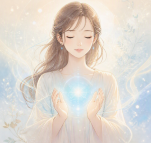 水晶で占う女性イラスト