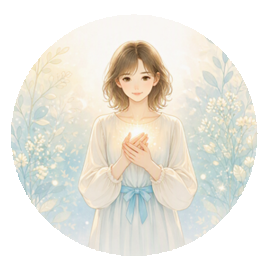 心に希望の光を抱いている女性のイラスト